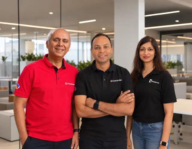 Srikanth Iyer (left) and Tanuj Choudhry (middle), co-founders of HomeLane and Gita Ramanan (right) co-founder of DesignCafe